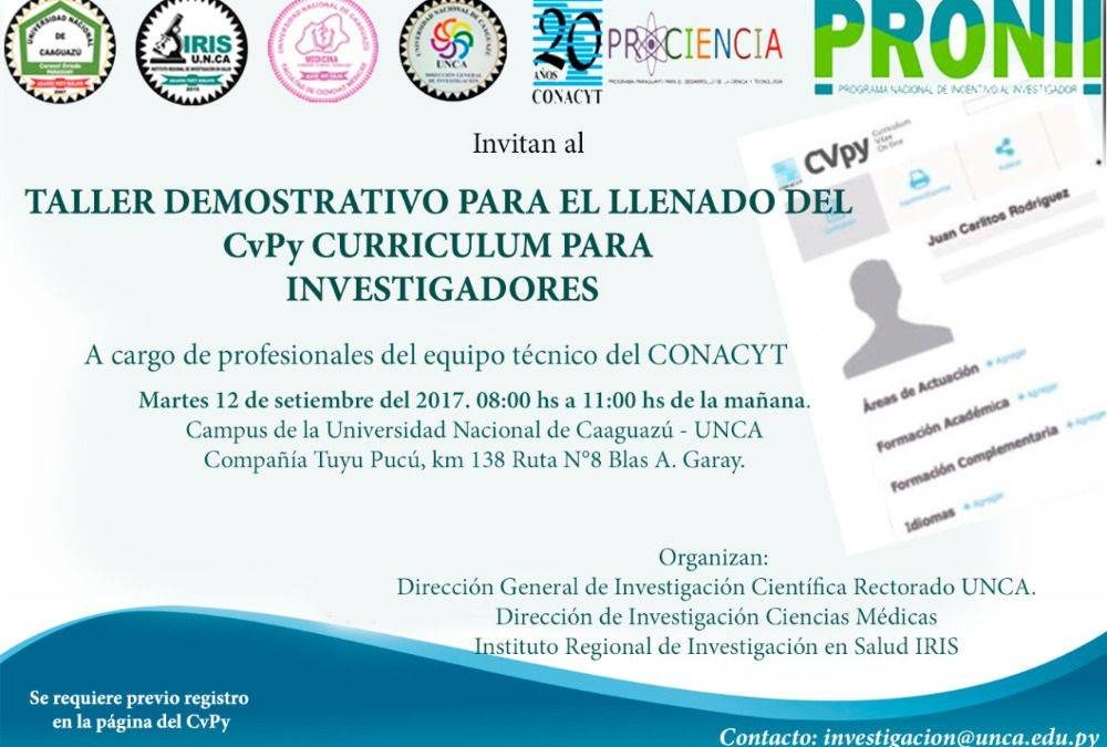 Taller demostrativo para el llenado del CvPy Curriculum para Investigadores