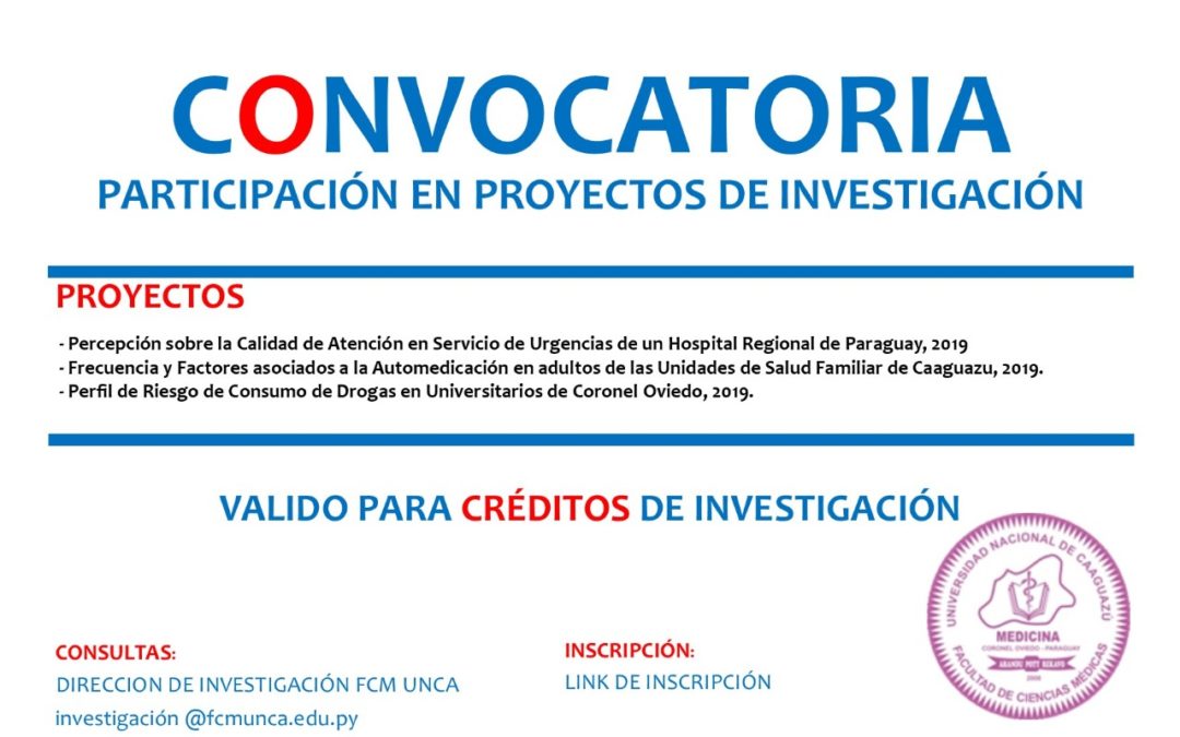 Convocatoria: Participación en Proyectos de Investigación