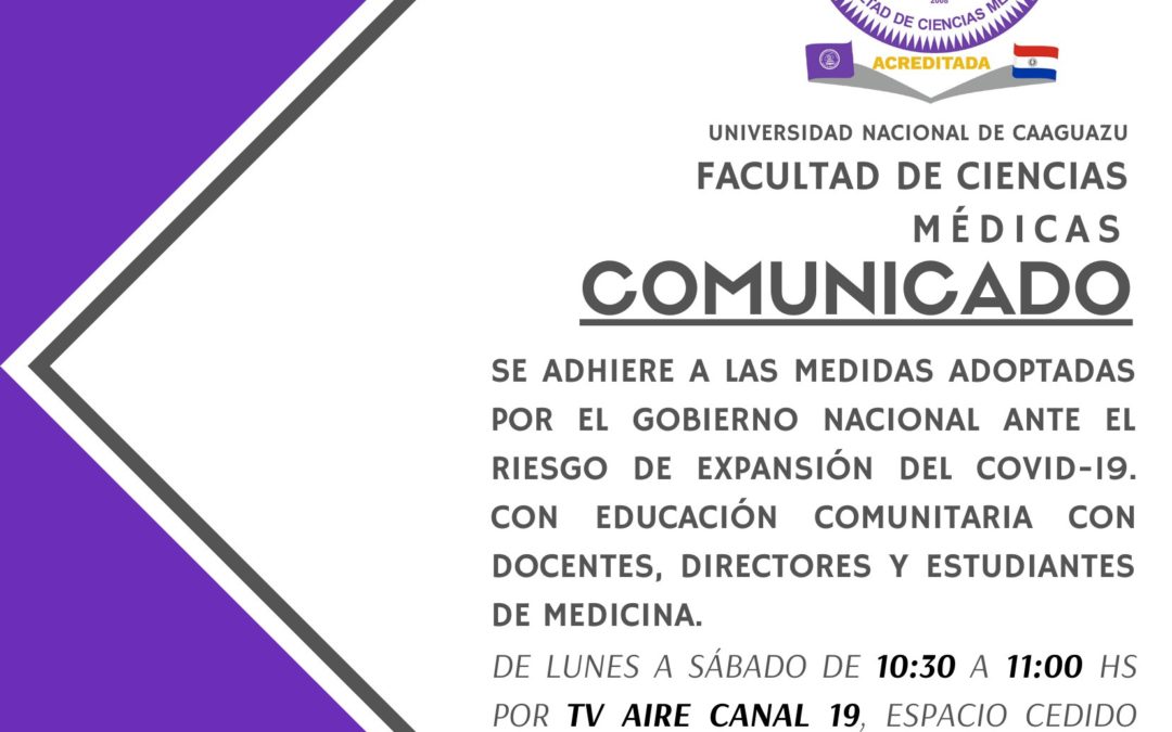 LA FACULTAD DE CIENCIAS MEDICAS IMPARTIRÁ EDUCACION EN SALUD COMUNITARIA A TRAVES DE TV AIRE 19 Y VIVE FM