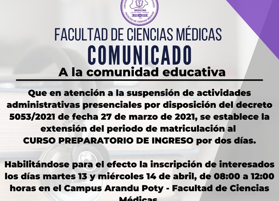 COMUNICADO A LA COMUNIDAD EDUCATIVA