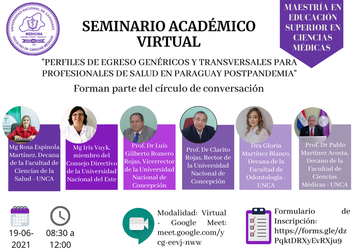 Seminario Académico Virtual: Perfiles de egreso genéricos y transversales para profesionales de salud en Paraguay postpandemia